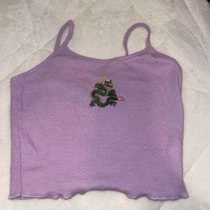 Cropped tank with dragon detail